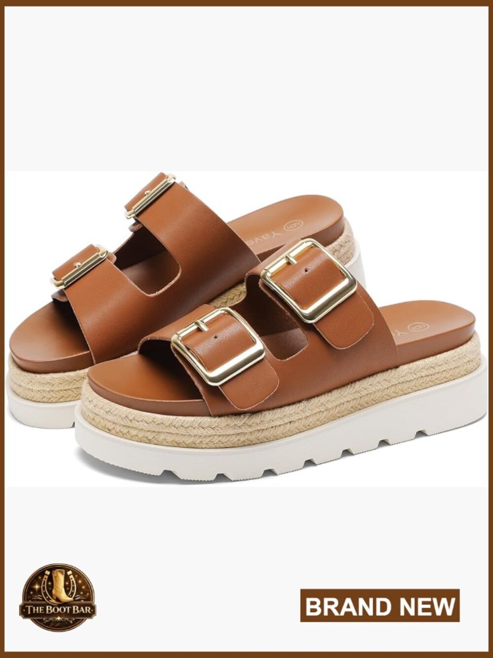 Women's Platform Slide Sandals with Espadrille Sole Double Buckle Adjustable